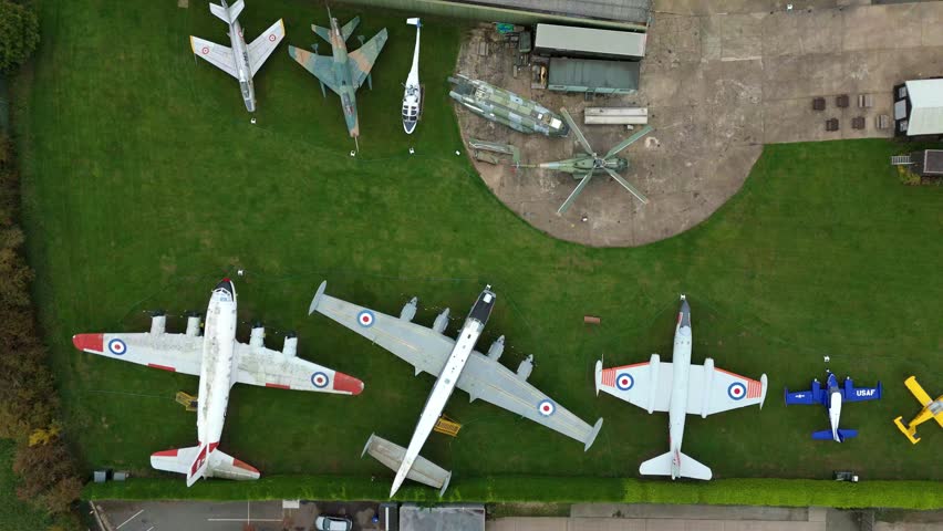Aerial View of World War Two Aviation Museum Outdoor Display with Historic Military Aircraft