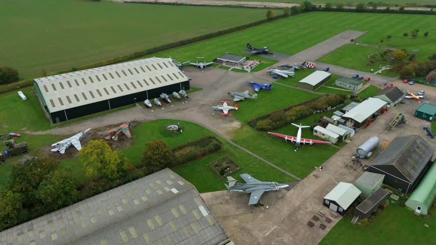 Aerial View of World War Two Aviation Museum Outdoor Display with Historic Military Aircraft