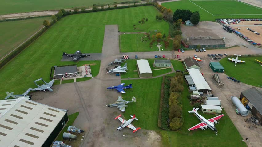 Aerial View of World War Two Aviation Museum Outdoor Display with Historic Military Aircraft