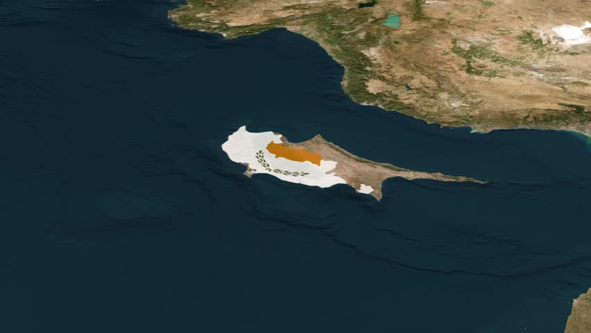 **Cyprus highlighted on the world map with the national flag. High-quality vector illustration for geography, travel, education, and infographic projects.**
