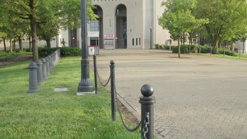 Ohio Stadium on the campus of Ohio State University in Columbus, Ohio with video tilting up.