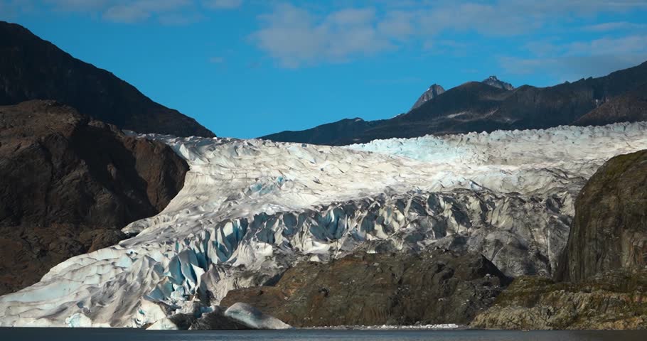 Mendenhall Glacier viewed from lake in Juneau, Alaska