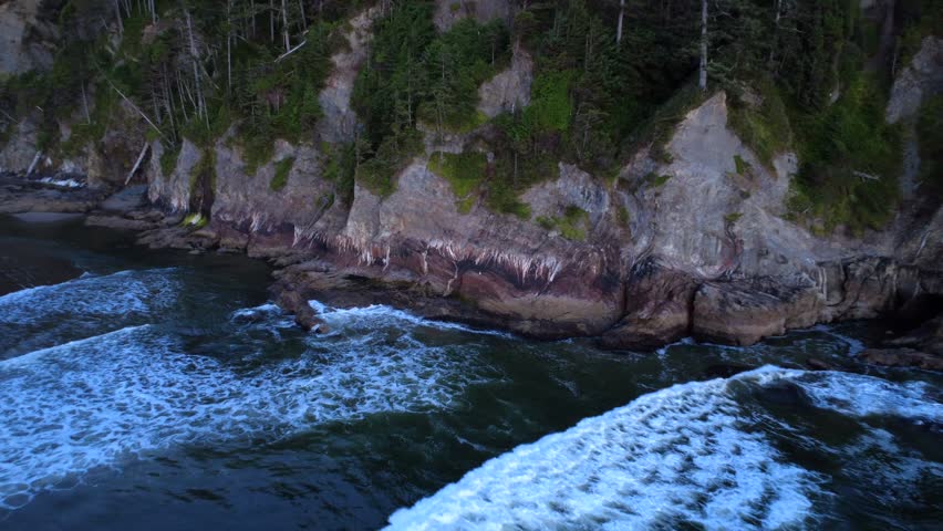 Drone Pulling Back over Ocean and Coastal Cliffs, Oregon, Pacific Northwest