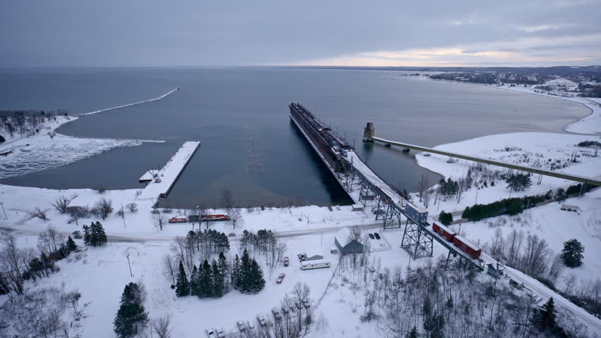 Large-scale iron ore shipping dock in Northern Michigan.