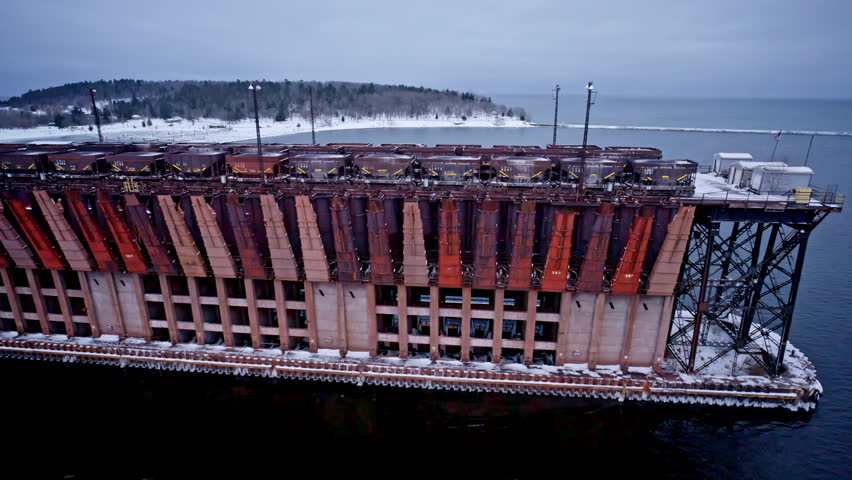 Large iron ore export dock in Northern Michigan on Lake Superior.