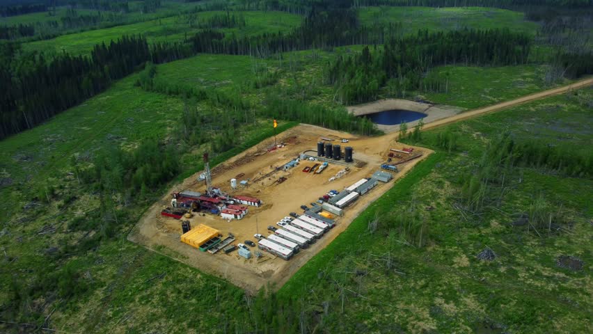 Drilling Lease Pad in Alberta Prairies, Canada