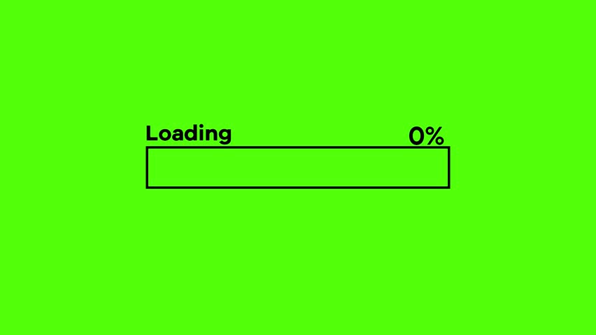 Minimal loading progress indicator animation isolated on green screen featuring percentage status bar for software processing downloads interface digital technology motion graphic presentations and editing