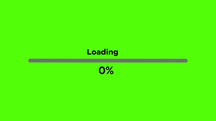 Horizontal loading progress bar animation isolated on green screen showing completion percentage interface for software processing digital technology motion graphics presentations editing and application design