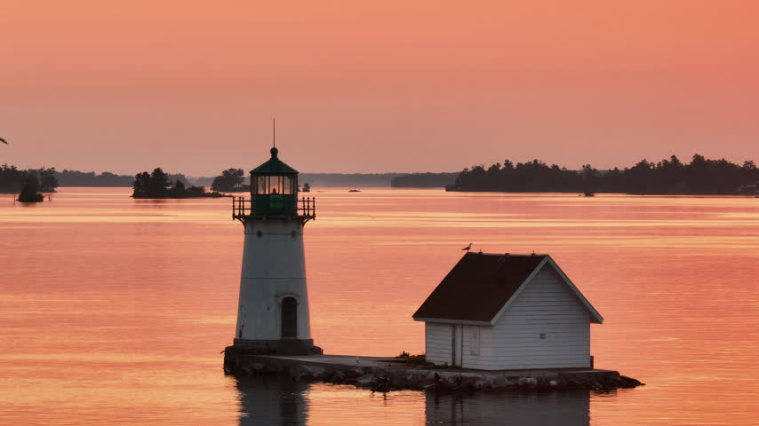 Sunrise on the St. Lawrence River. Shot on a summer day.