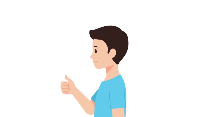 Animation of a young man giving a thumbs-up.