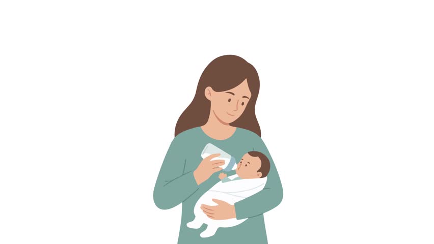 Animated video footage of someone carrying a baby.