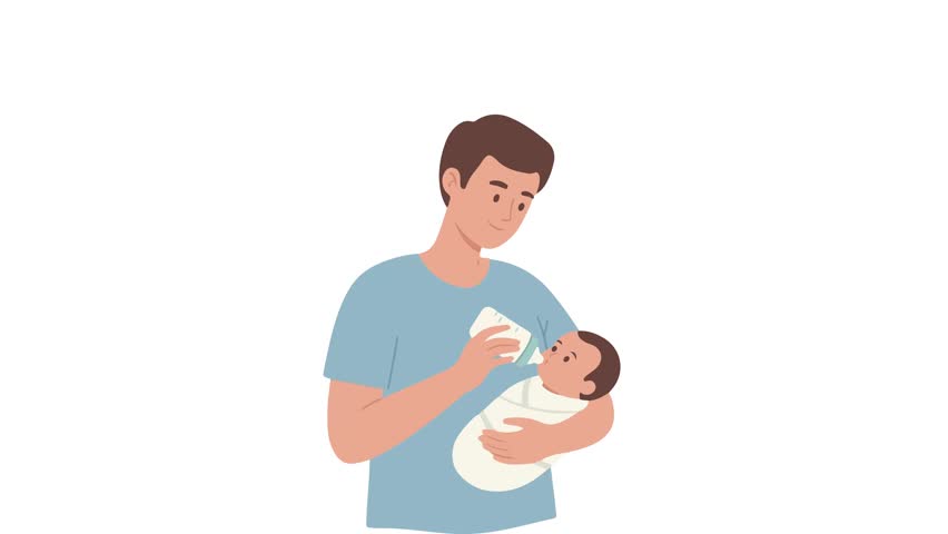 Animated video footage of someone carrying a baby.