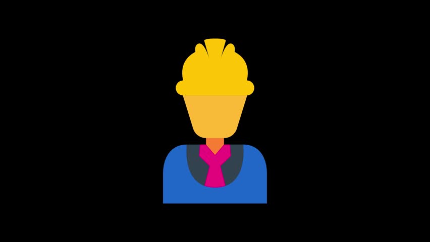 Looping engineer icon animation featuring a professional construction engineer in a modern flat design style. Perfect for engineering projects, technical planning, labour day, UI design, and motion graphics.