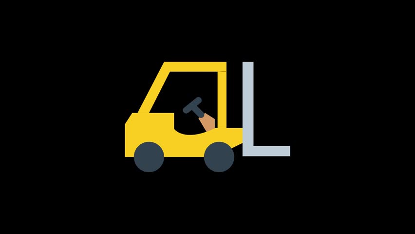 Looping forklift icon animation in a modern flat design style. Suitable for warehouses, logistics, cargo handling, industrial transportation, supply chains, and motion graphics.