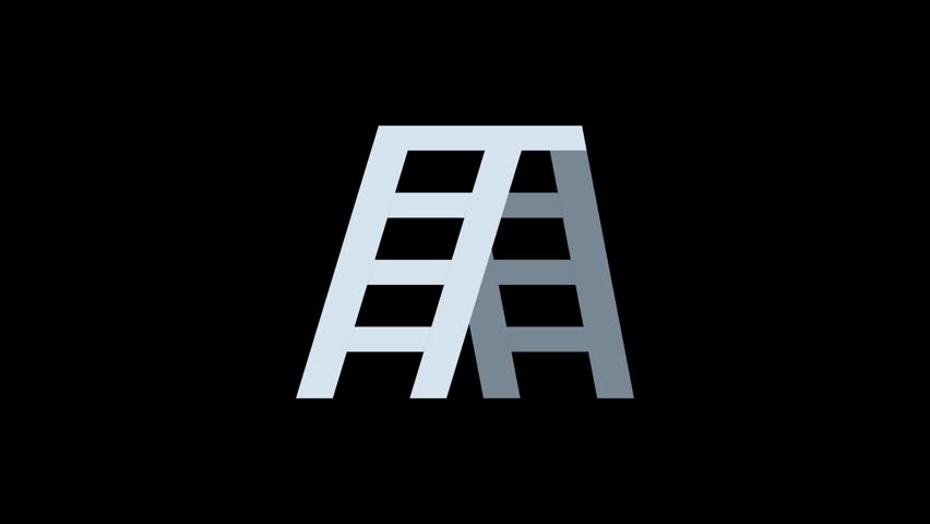 Looping ladder icon animation in a clean flat design style. Suitable for maintenance, construction, repair work, home improvement, safety concepts, and motion graphics.