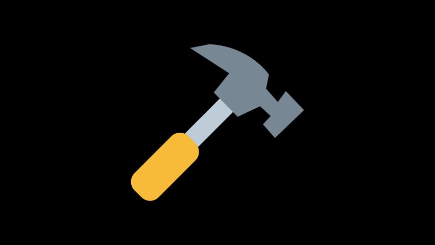 Looping hammer icon animation in a clean flat design style. Ideal for construction, carpentry, repair, DIY projects, workshops, UI design, and motion graphics.