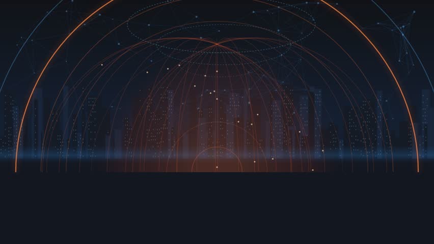 Starry night sky with light trails and arching patterns