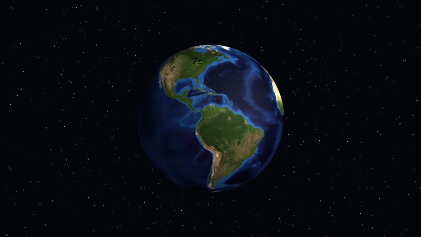 A digital globe rotates and zooms into Barranquilla, Colombia, displaying city population statistics