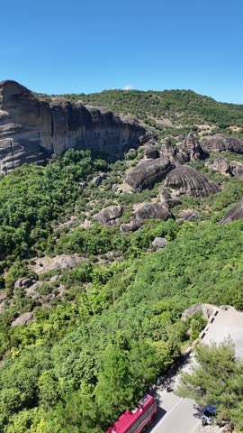 Spring Panoramic view of Meteora Monasteries, Thessaly, Greece