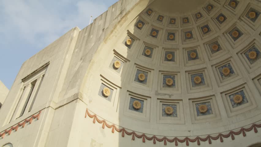 Ohio Stadium rotunda on the campus of Ohio State University with video looking up.