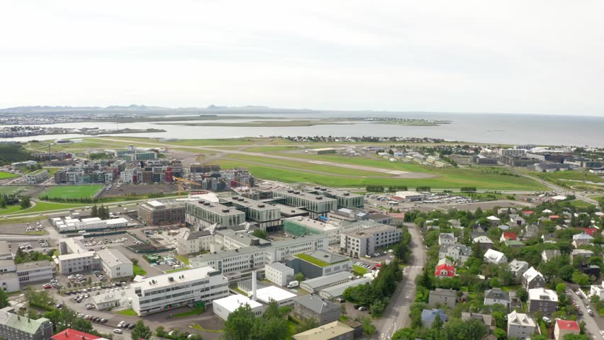 Aerial view of Reykjavik, Iceland, showing the city