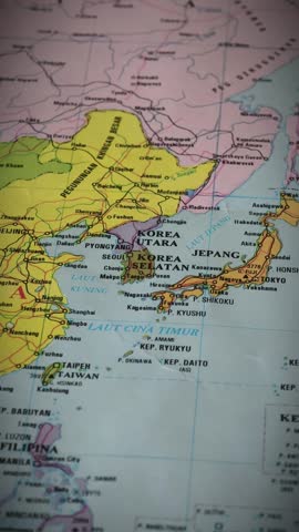 Map of South and North Korea