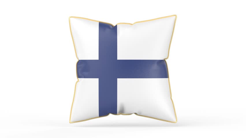 Pillow with the flag of Finland on white background