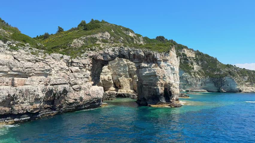 View from the ship to the beautiful large natural arch