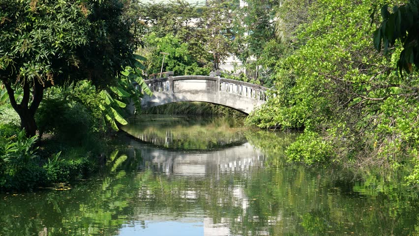 Pedestrian bridge in city park