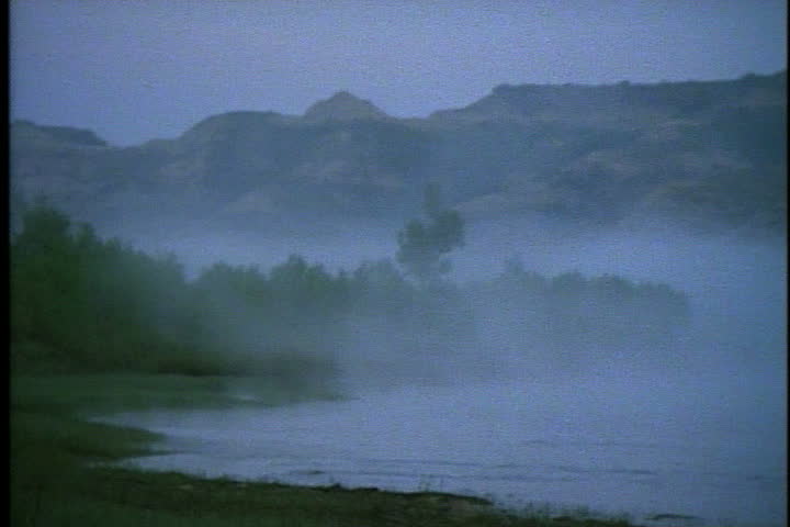 Morning mist rising from the Little Missouri River in Theodore Roosevelt National Park in Medora, North Dakota