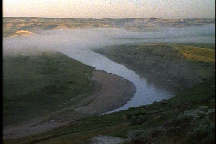 Morning mist over the Little Missouri River in Theodore Roosevelt National Park in Medora, North Dakota