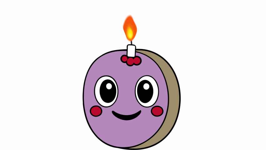 Cute cartoon character with a purple birthday cake, Character animation, alpha channel, Cartoon