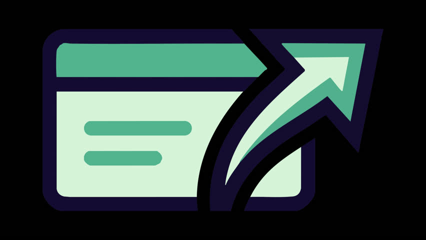 A modern illustration of a credit card with an upward arrow, symbolizing financial growth or transactions.
