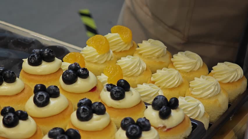 Mini cakes with different stuffing.