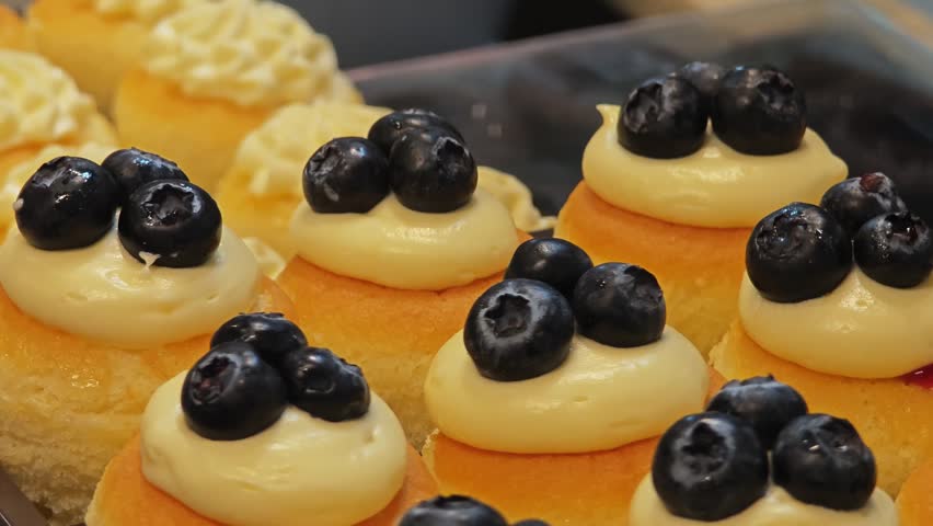 Mini cakes with different stuffing.