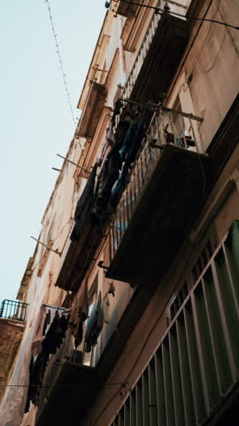 Typical balcony of a building in Naples historic district