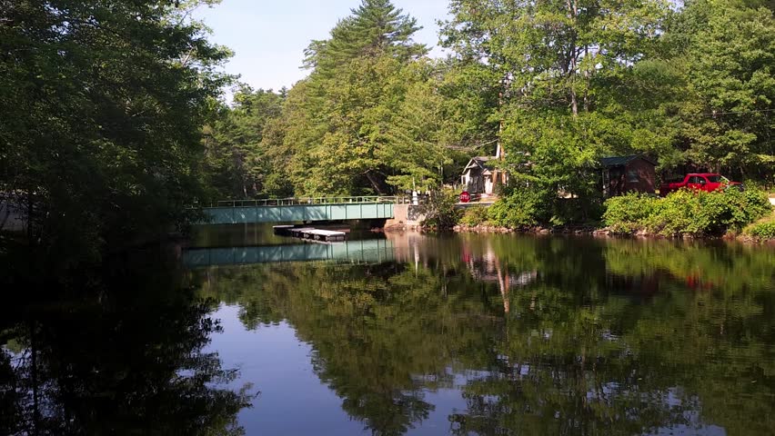 Bridge on Songo River near locks at Sebago Lake State Park