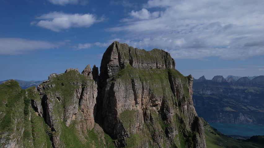 Flying around a dangerous looking mountain in switzerland.