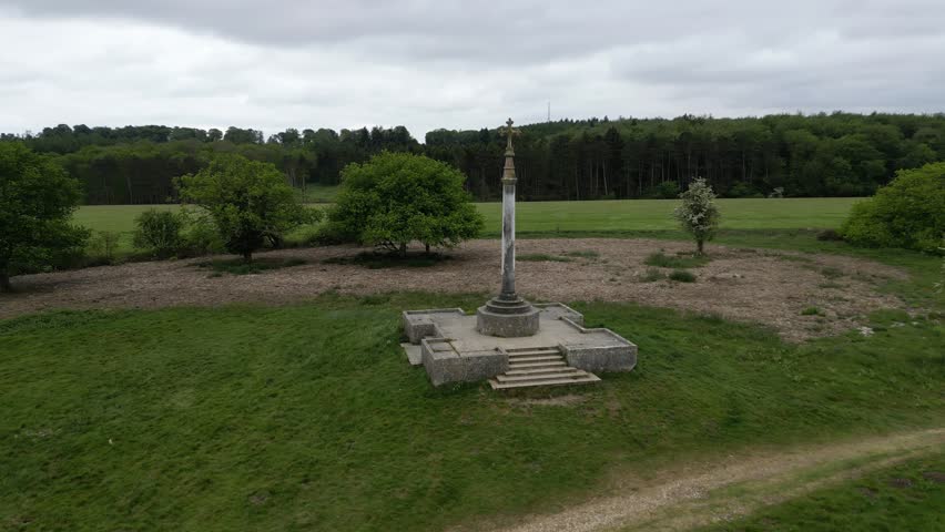 Aerial Shot of the Lindsay Monument along the Ridgeway National Trail, UK
