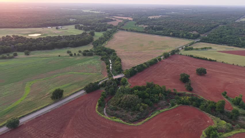 52-Week Chronological Drone Sequence - Bridge 1 Forward Push - Week 36 (Oklahoma Rural Landscape, Summer Regrowth, Early August) 