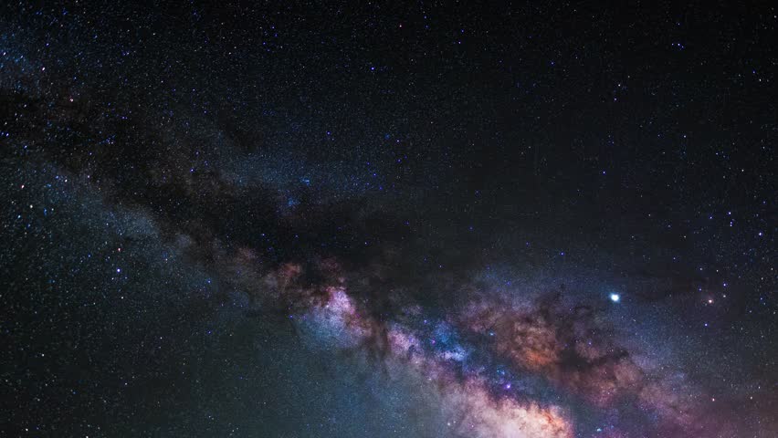 Colorful bright Milky Way galaxy on the starry sky.