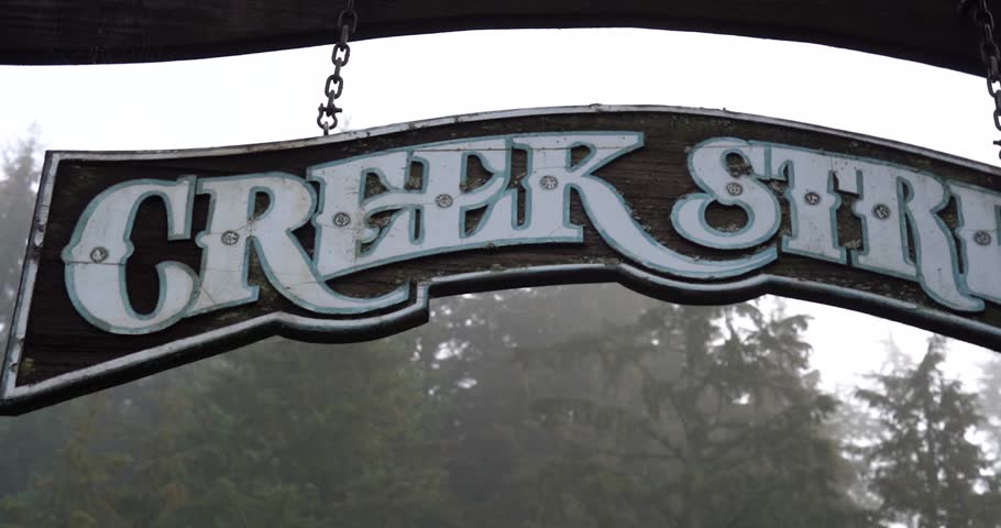 Wooden Creek Street sign in Ketchikan, Alaska