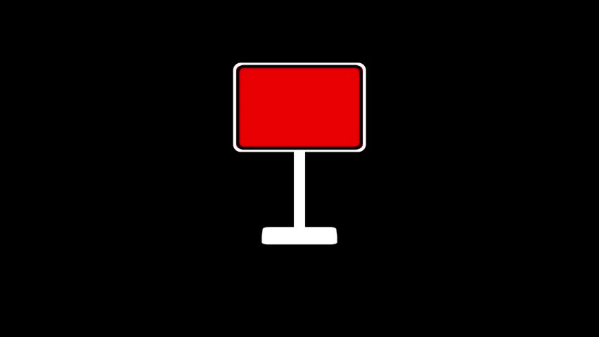 This footage shows a sequence of three traffic signs: a blank sign a parking permitted sign and a no parking sign. The signs are vector illustrations with a white background.