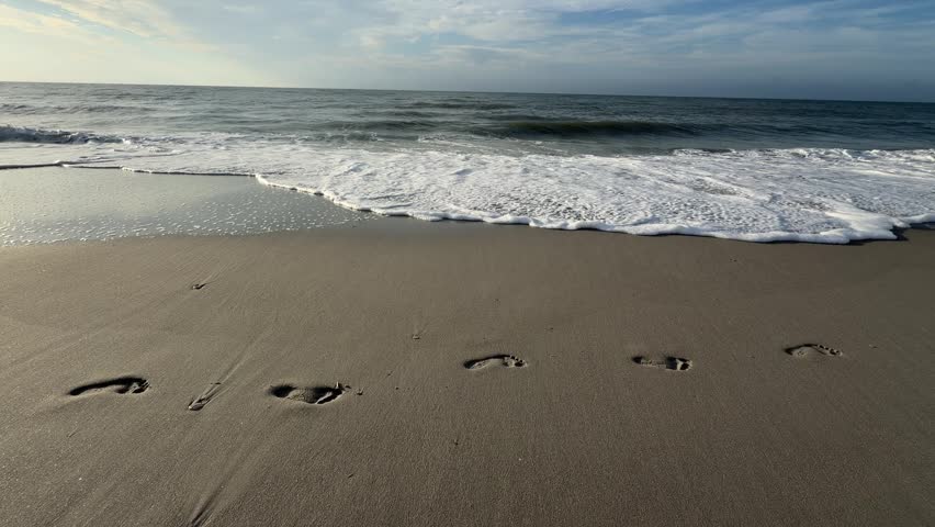 Footprints on the Beach Washed Away by a Wave, Short Myrtle Beach SC 2026