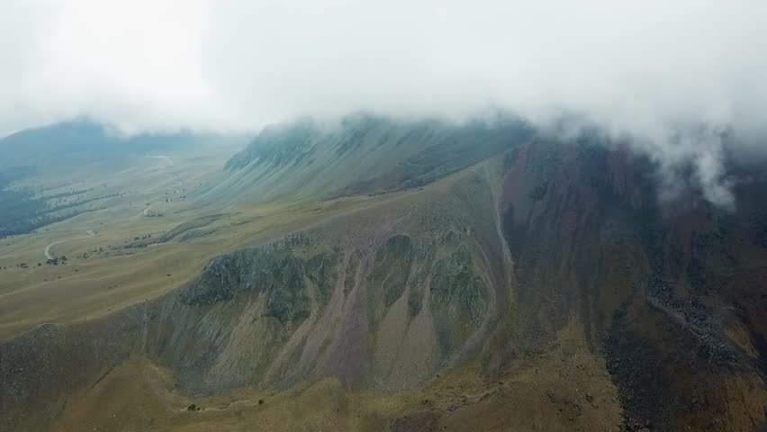 volcano in the mist cloud