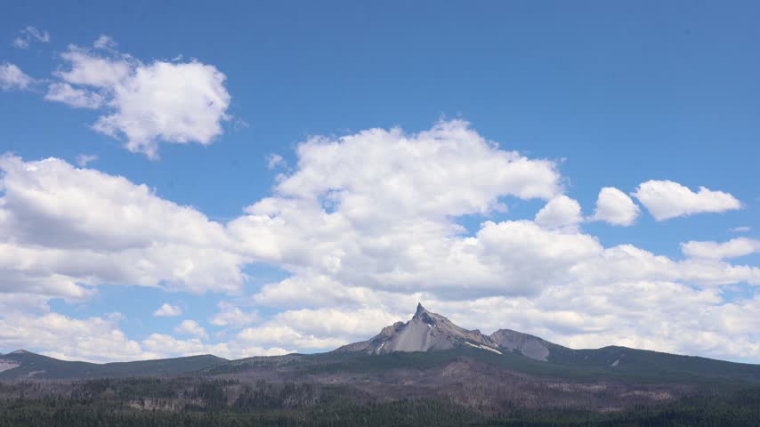 Time lapse video of clouds near Mount Thielsen near Diamond Lake Oregon USA