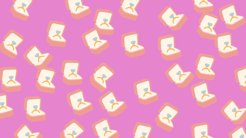 Wedding engagement diamond ring in pink jewelry box seamless pattern on pink background flat vector