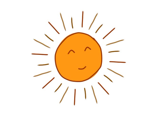 Cute Cartoon Sun Illustration with Colorful Rays, Smiling Sunshine Character Isolated on Black Background