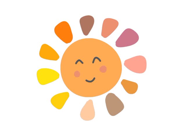 Cute Cartoon Sun Illustration with Colorful Rays, Smiling Sunshine Character Isolated on Black Background