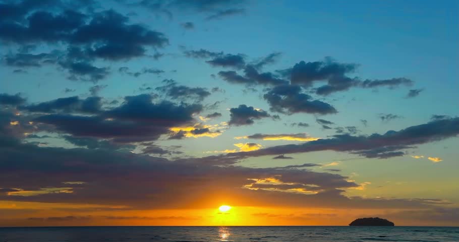 Spectacular sunset over the sea in Malaysia